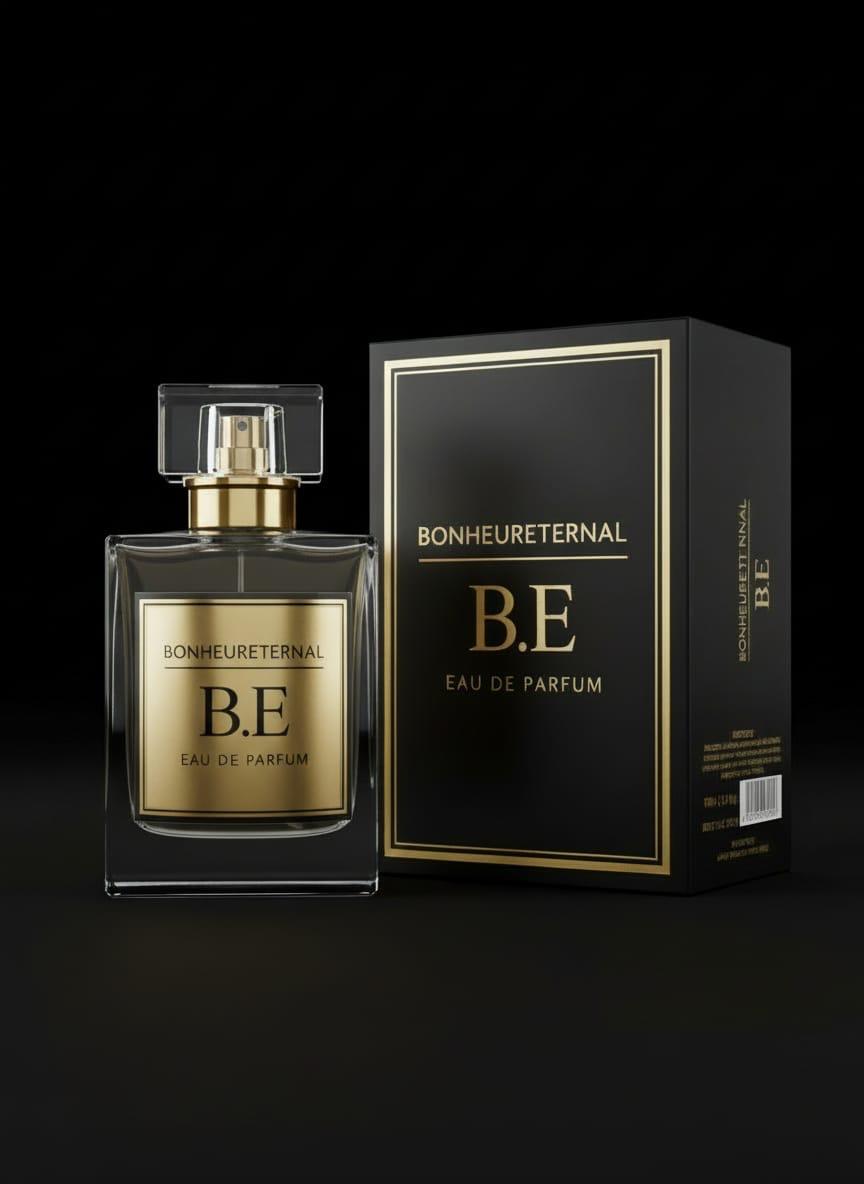 Velvet Mist — a warm amber Bonheur Eternal bottle lit by golden light on a wooden surface